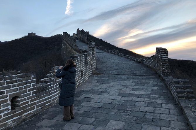 Sunset Private Tour at Jinshanling Great Wall - On the Great Wall at sunset: a guide helps you find the light